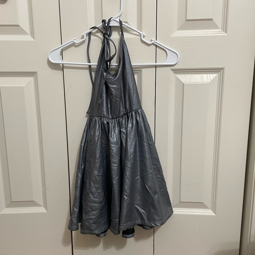 American Apparel grey leather blouse/mini dress size s